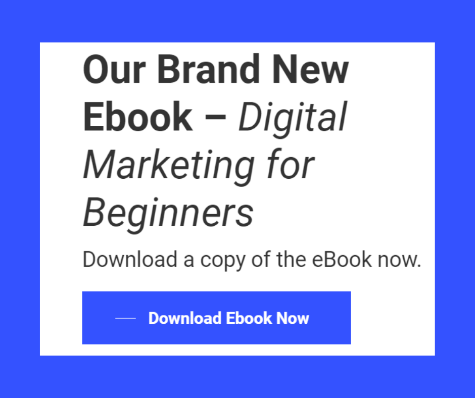 Example of a button to download the Digital Marketing for Beginners eBook on a blue background
