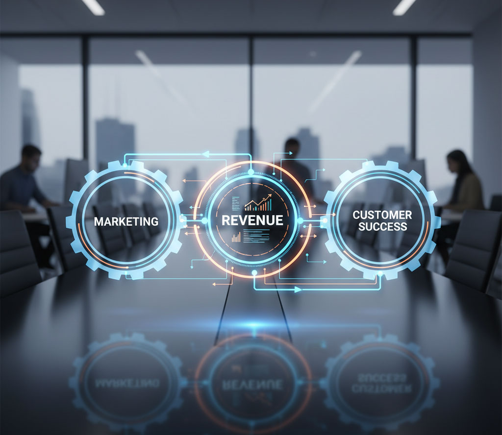 Marketing + Revenue = Customer Success dynamic visual